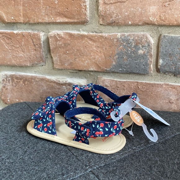 9-12M NWT Carter’s Sandals - Navy with Cherries - Picture 6 of 11
